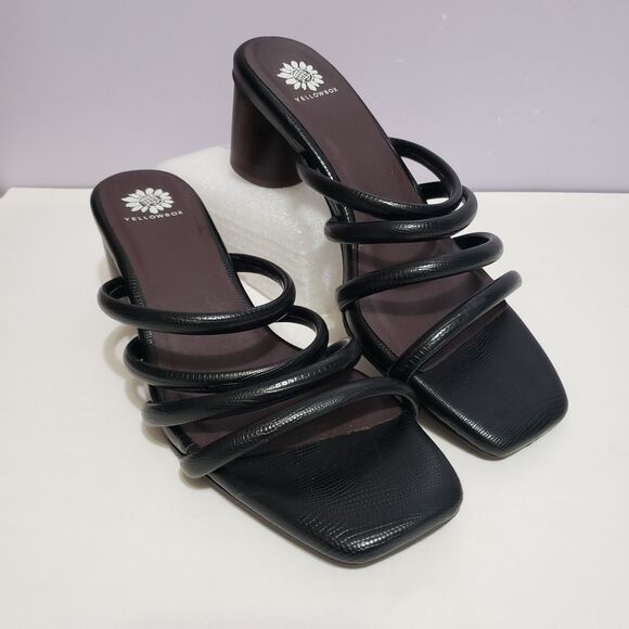 Yellow Box Women's Black Slip On Heels Shoe Sz 10 - Picture 1 of 10